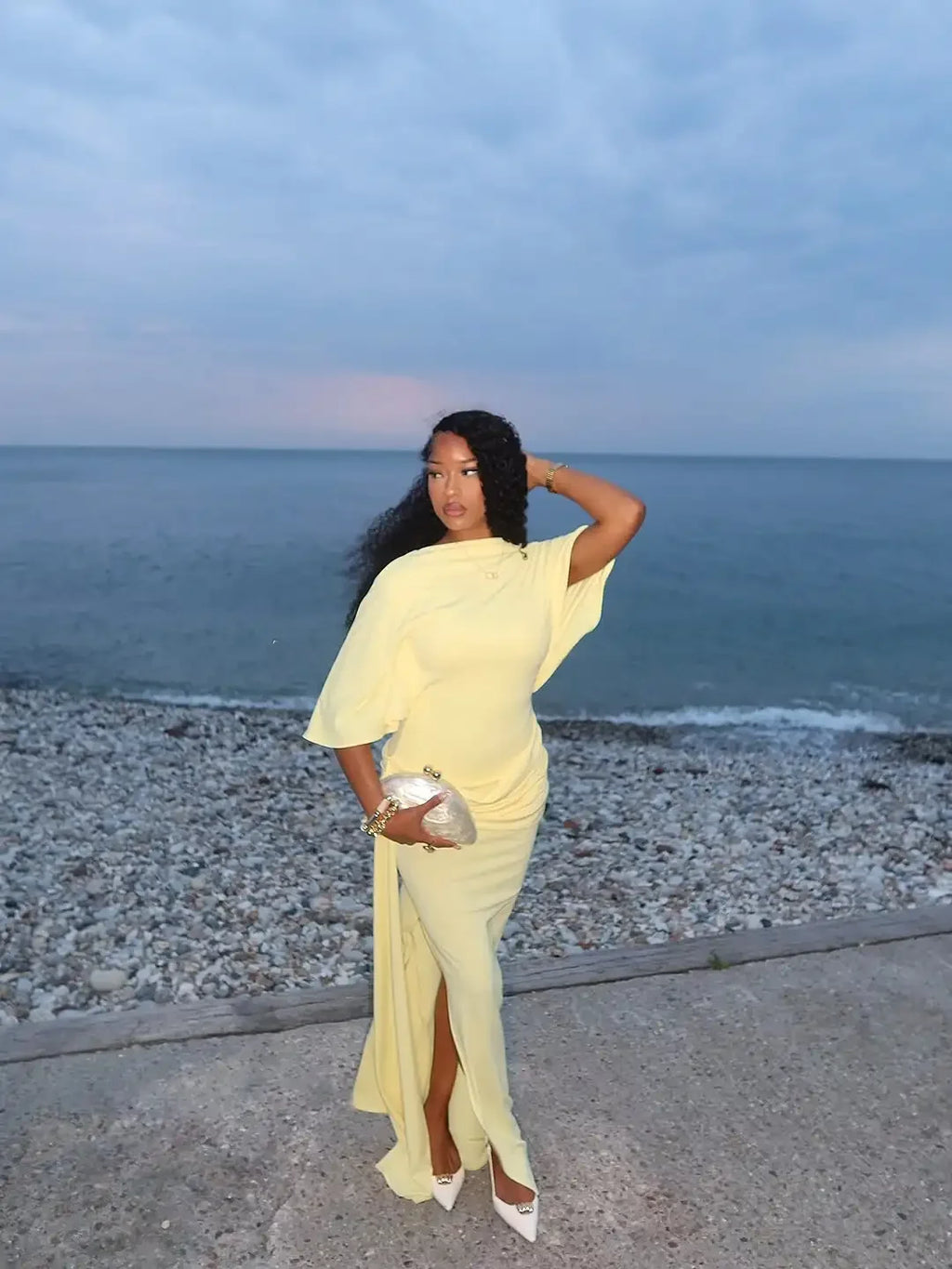 Women Fashion Yellow Backless Slit Dress Half Sleeved Waist Cinched Pleated Lace Up Dresses Lady Evening Party Robe 2026 Spring