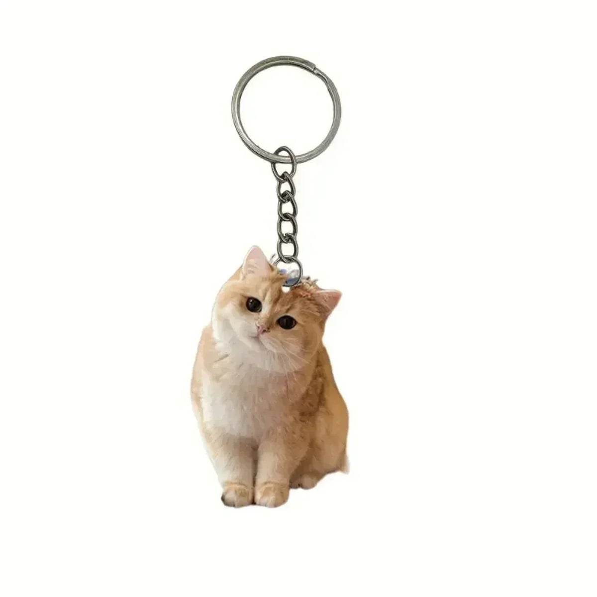 Cute Black White Cat Keychain 2D Acrylic Double-Sided Design Animal Pendant Charm for Backpacks Kids Gifts