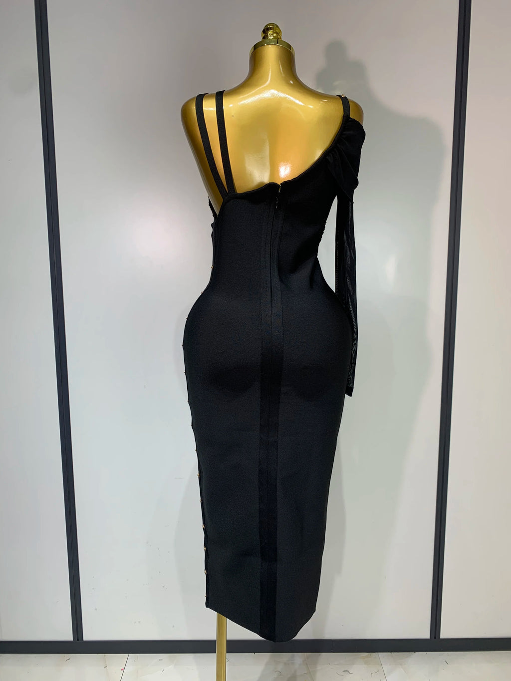 High Quality One Shoulder Long Sleeve Bodycon Bandage Dress Cocktail Evening Party Luxury Birthday Dress Celebrity Prom Gown