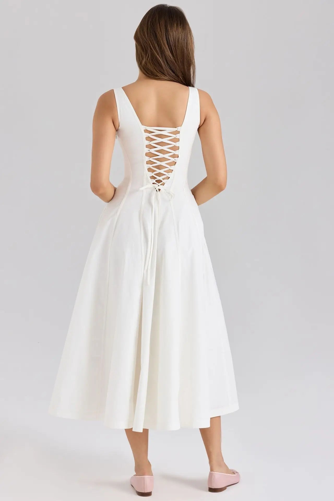 Sexy Floral Midi Corset Sun Dress Women's Sundress High Waist Slip Dresses Female Clothing Summer Red Pink Blue Brown 2026 Robe