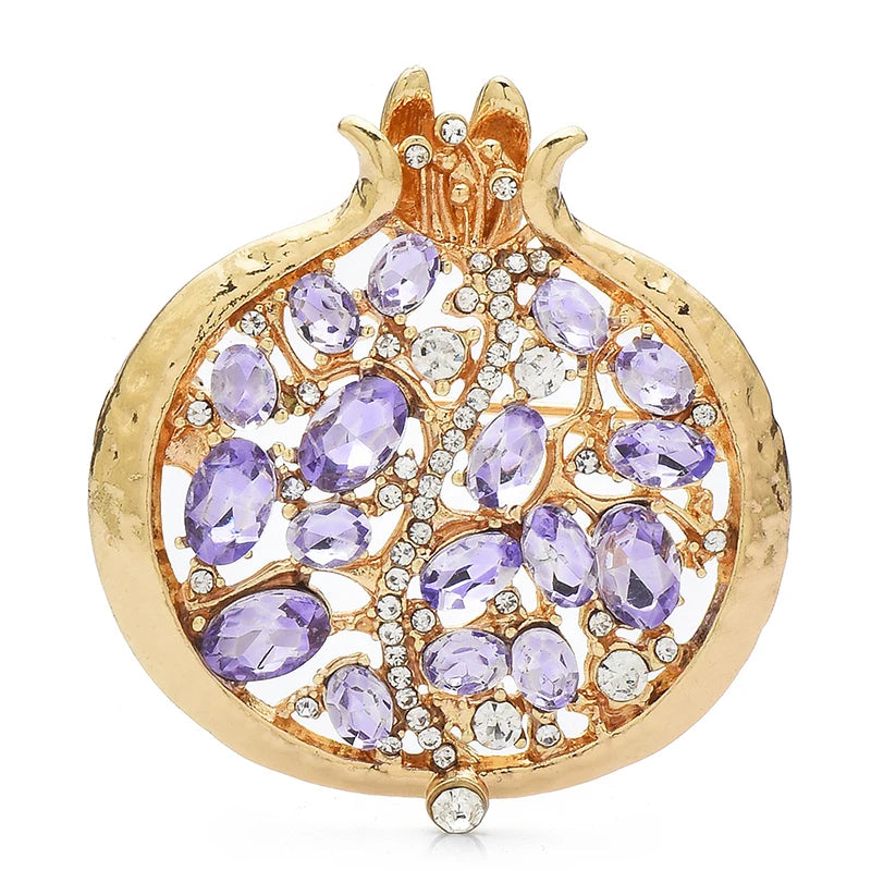 Wuli&baby Red Crystal Pomegranate Plant Brooch Pins For Women Summer Jewelry Gift Bag Suit Accessory