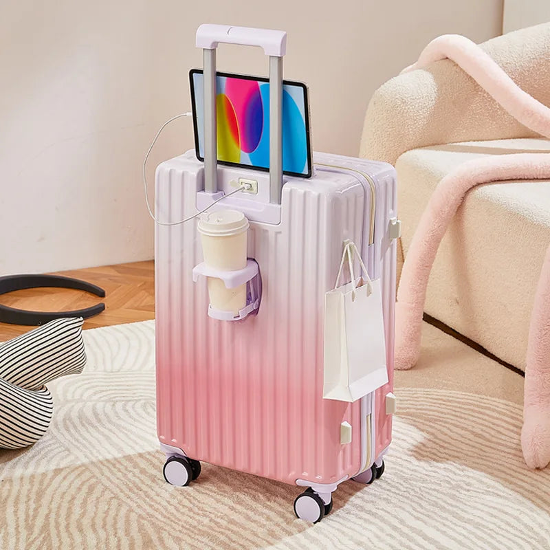 New gradient color luggage fashion goddess multifunctional trolley case mute wheels 24 inch