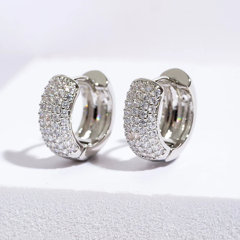 Luxury Zirconia Pave Hoop Earrings Women Men Unisex Huggies Earrings Hip Hop Party Jewelry Bridal Wedding Accessories Gift