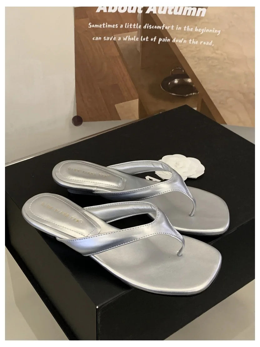 Fashion Brand Wedge Heel Slipper Slides Women Clip Toe Flip Flops Narrow Band Sandals Shoes Casual Female Slipper Sandalia Mujer