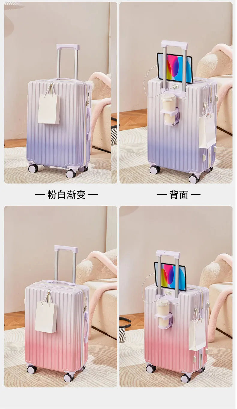 New gradient color luggage fashion goddess multifunctional trolley case mute wheels 24 inch