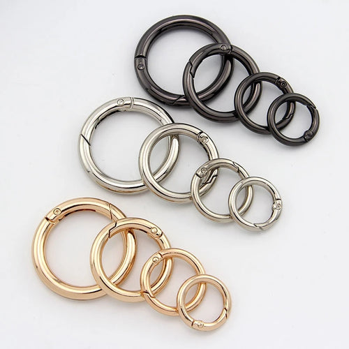 5pcs Spring Clasp Keychain Ring KC Gold Color Openable Round Carabiner Hook Buckle