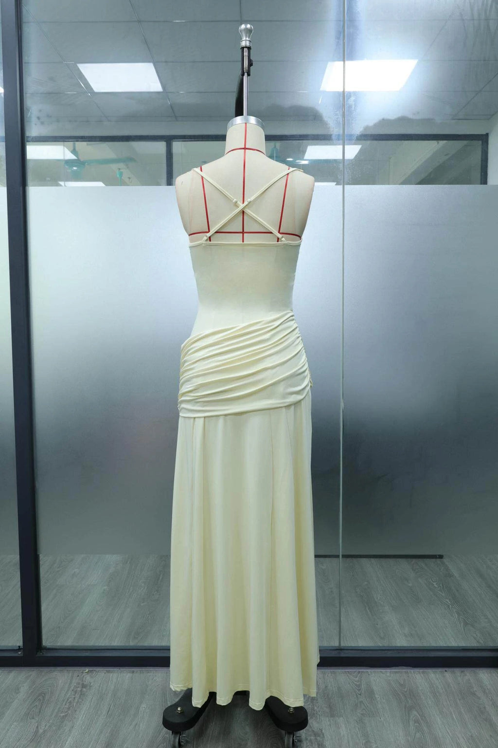 New Spaghetti Strap Sexy Prom Gowns Women's Sexy Backless Maxi Dress for Party Club Elegant Bodycon Ruched Long Dress Female