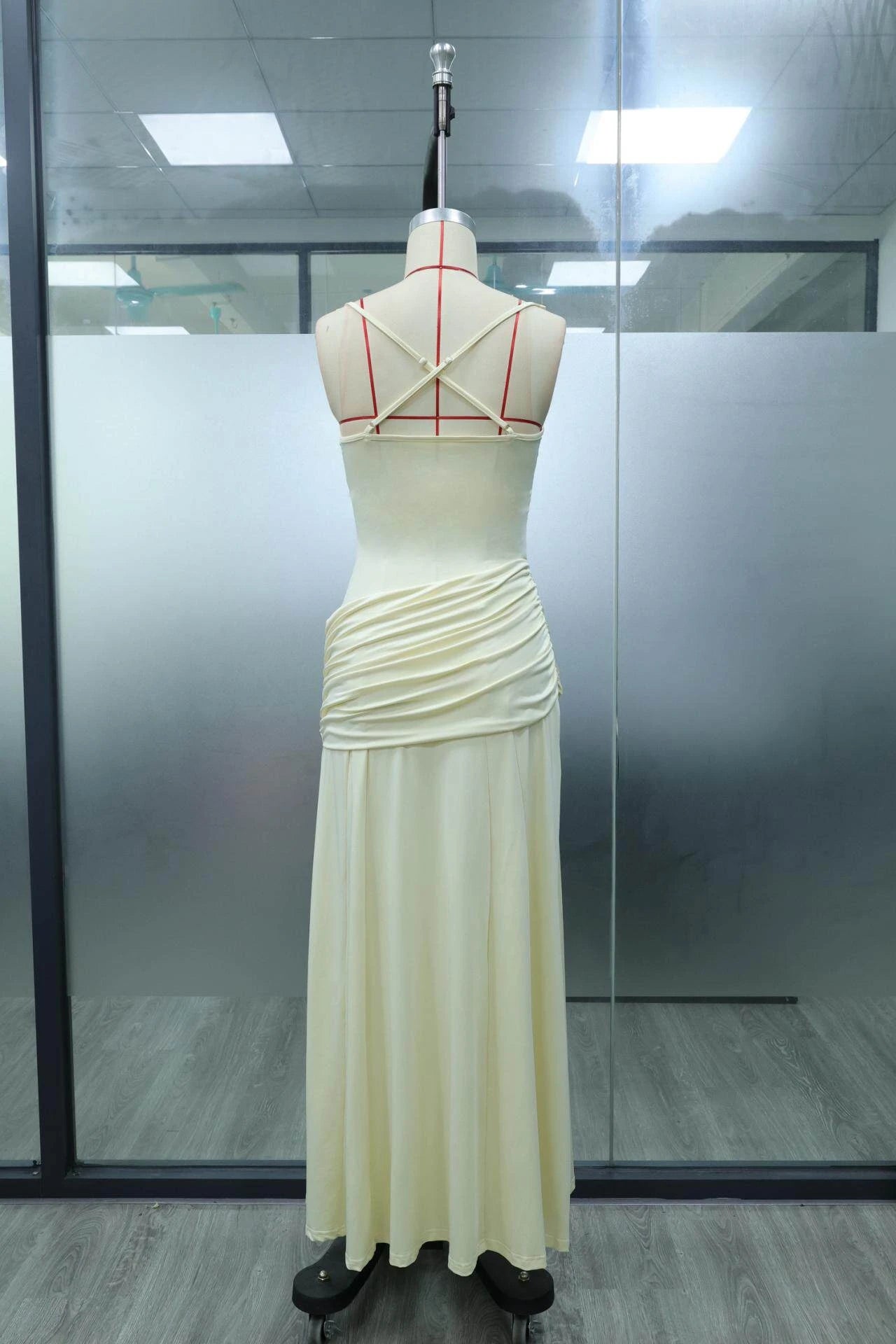 New Spaghetti Strap Sexy Prom Gowns Women's Sexy Backless Maxi Dress for Party Club Elegant Bodycon Ruched Long Dress Female