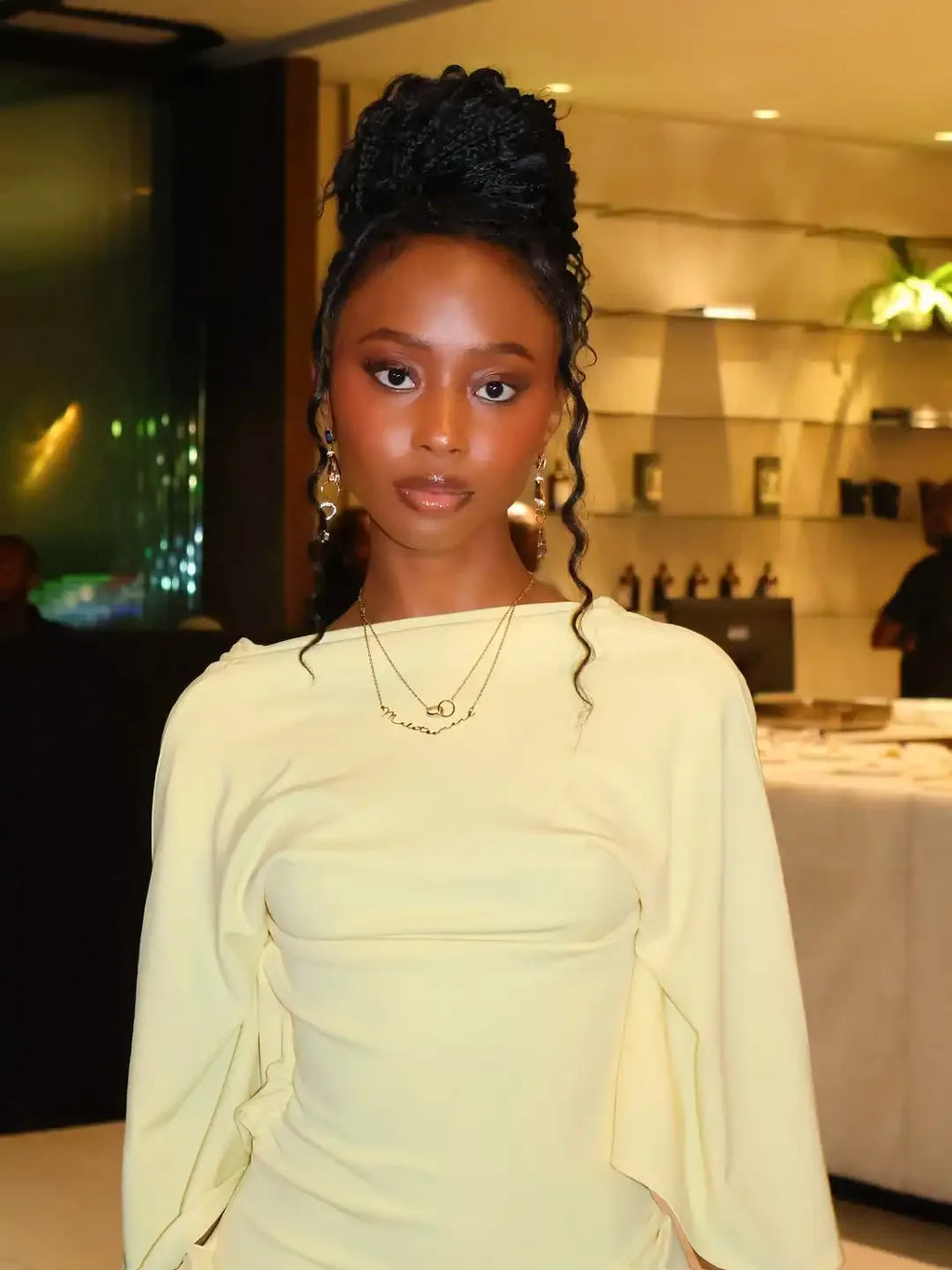 Women Fashion Yellow Backless Slit Dress Half Sleeved Waist Cinched Pleated Lace Up Dresses Lady Evening Party Robe 2026 Spring