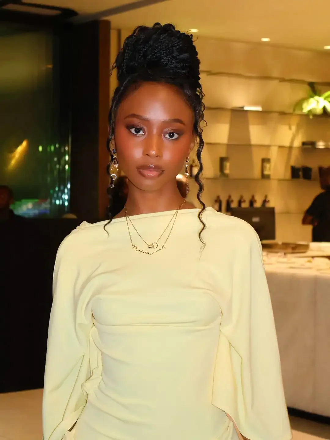 Women Fashion Yellow Backless Slit Dress Half Sleeved Waist Cinched Pleated Lace Up Dresses Lady Evening Party Robe 2026 Spring