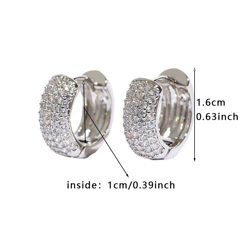 Luxury Zirconia Pave Hoop Earrings Women Men Unisex Huggies Earrings Hip Hop Party Jewelry Bridal Wedding Accessories Gift