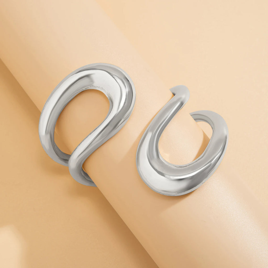 Punk Classic Geometric Twisted Open Bangles for Women Exaggerated Gold Color Heavy Metal Cuff Bracelet Fashion Party Jewelry New