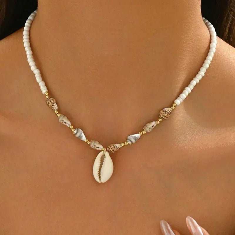 New Beach Style Seashell Necklace Beaded Choker Necklaces for Women Handmade Starfish Pendant Fashion Ocean Украшения Чокер