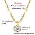 EWYA Oval Cut 2/3/4ct Solitaire Moissanite Pendant Necklaces Women Wedding s925 Silver 1.5mm Solid Choker Big Diamond Neck Chain