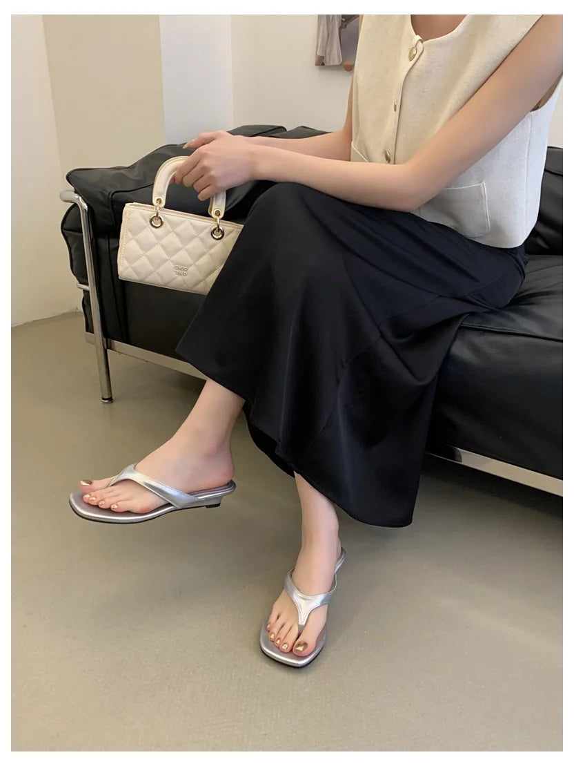Fashion Brand Wedge Heel Slipper Slides Women Clip Toe Flip Flops Narrow Band Sandals Shoes Casual Female Slipper Sandalia Mujer
