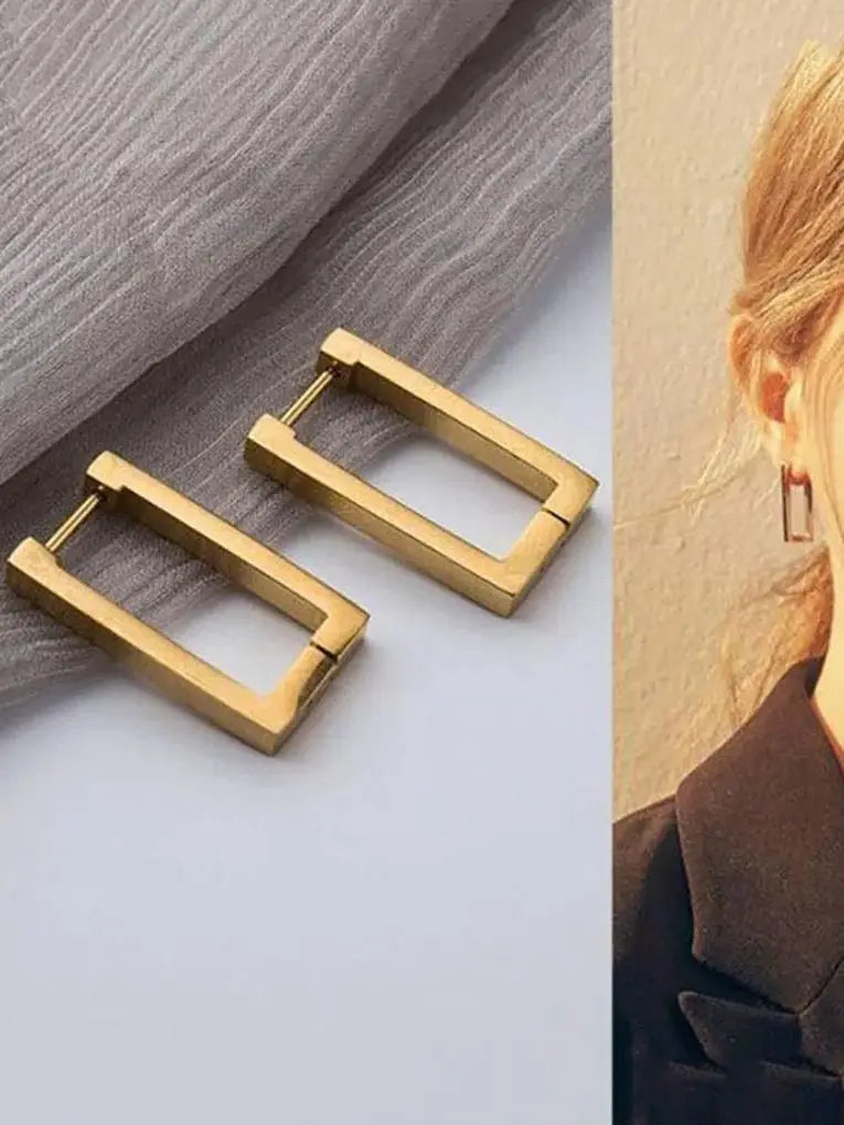 Kshmir Stainless Steel Geometric Earrings Rectangular metal Hoop earrings for Women 2023 New trendy jewelry Gift