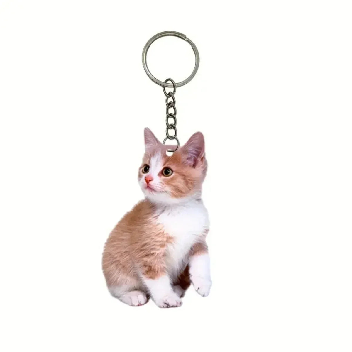 Cute Black White Cat Keychain 2D Acrylic Double-Sided Design Animal Pendant Charm for Backpacks Kids Gifts