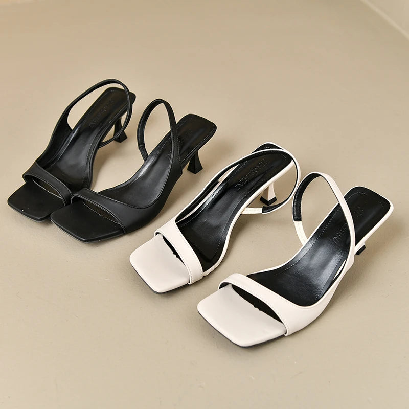 Women's Summer New Fashion Square Toe Simple Solid Color Sandals Outdoor Open Toe Casual Banquet Party Women's Sandals