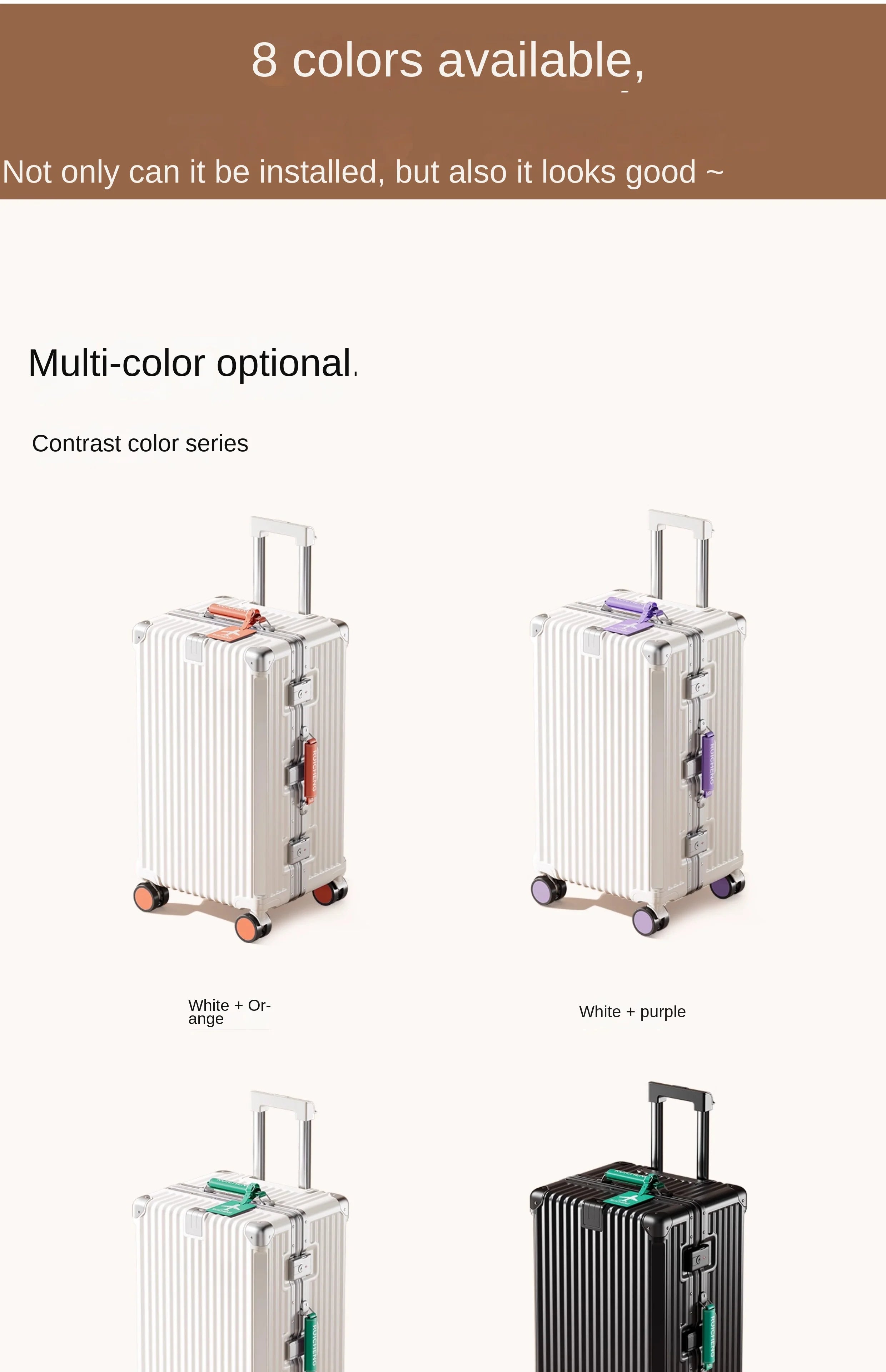 28/30/32 inch Travel Suitcases Large Capacity New Strong and Durable Thickened PC Aluminium Frame Trolley Suitcase 20'' Carrier