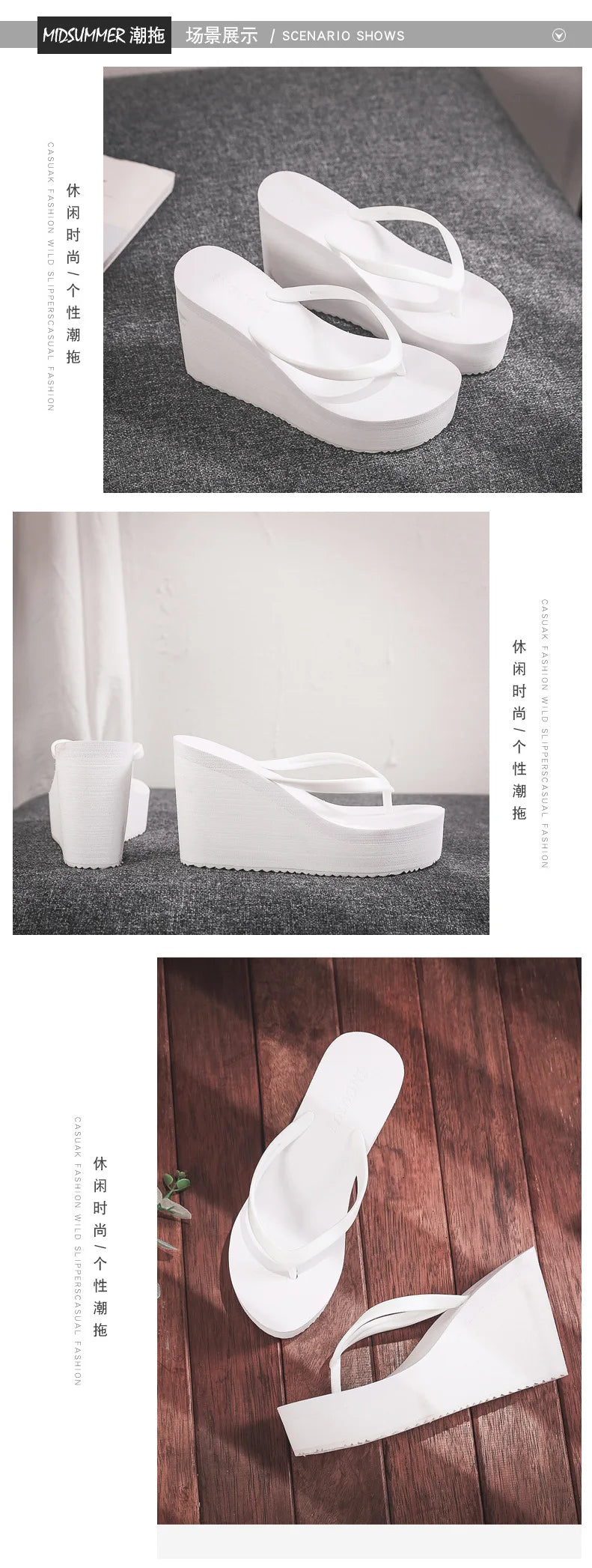 EOFK New Women Flip Flops Wedges Comfort Summer Platform Slippers Outdoor Concise Beach High Heel 9cm Casual Slides