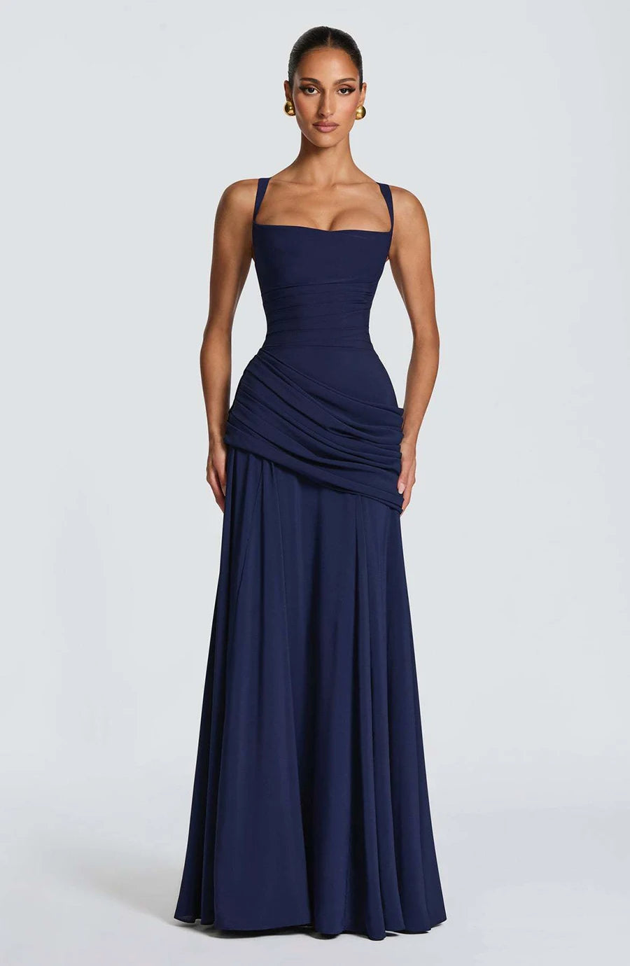 New Spaghetti Strap Sexy Prom Gowns Women's Sexy Backless Maxi Dress for Party Club Elegant Bodycon Ruched Long Dress Female