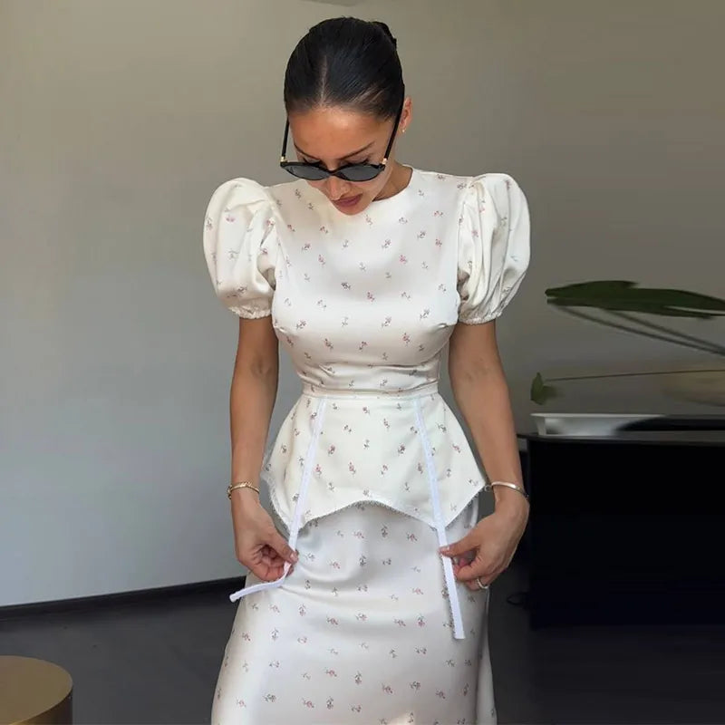 2026 Spring Summer Print Women Dress Sexy 3d Flower Button V-neck Pleated Hip Package Long Sleeve Dresses Party Lady Robe New