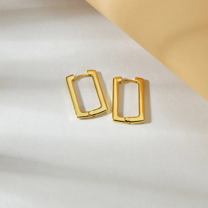 Kshmir Stainless Steel Geometric Earrings Rectangular metal Hoop earrings for Women 2023 New trendy jewelry Gift