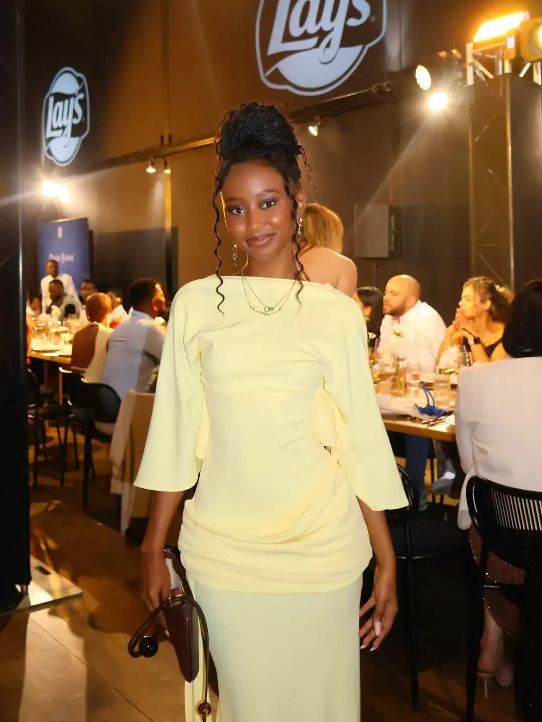 Women Fashion Yellow Backless Slit Dress Half Sleeved Waist Cinched Pleated Lace Up Dresses Lady Evening Party Robe 2026 Spring