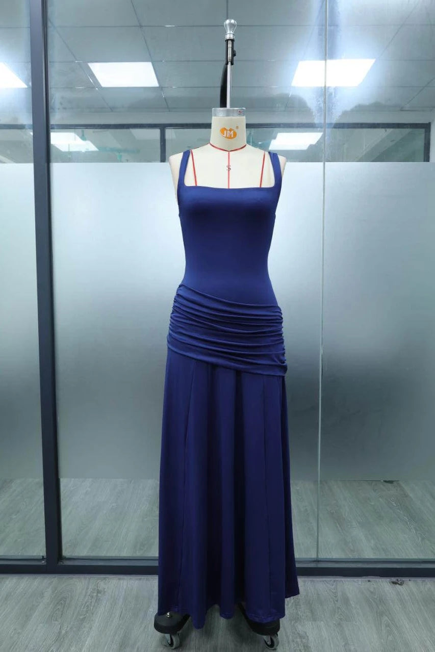 New Spaghetti Strap Sexy Prom Gowns Women's Sexy Backless Maxi Dress for Party Club Elegant Bodycon Ruched Long Dress Female