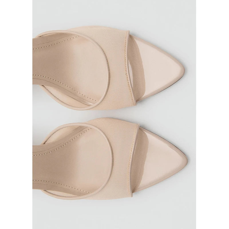 Mango Women's Summer Fashion High Heel Open Toe Sandals Thin Heel Slip-On Slippers Casual Wear Outerwear Simple Style PU Inner