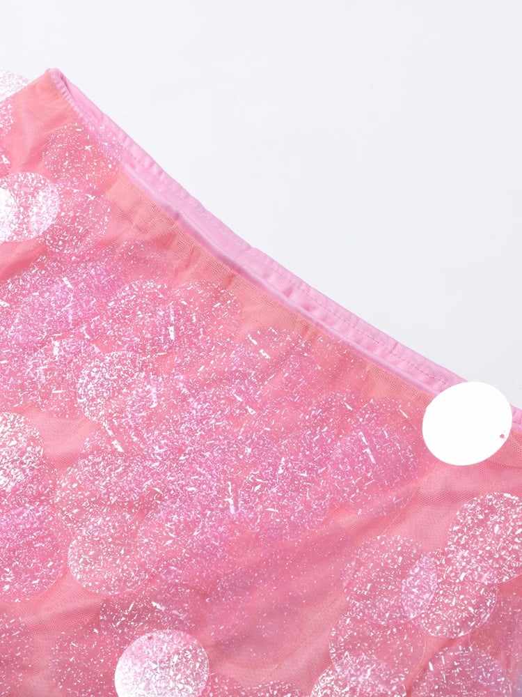 Mini Sequin Skirt Women's Skirts Iridescent Oversized Disc Sequins High-Waisted Fit Beach Vacation Outfit Woman Clothes