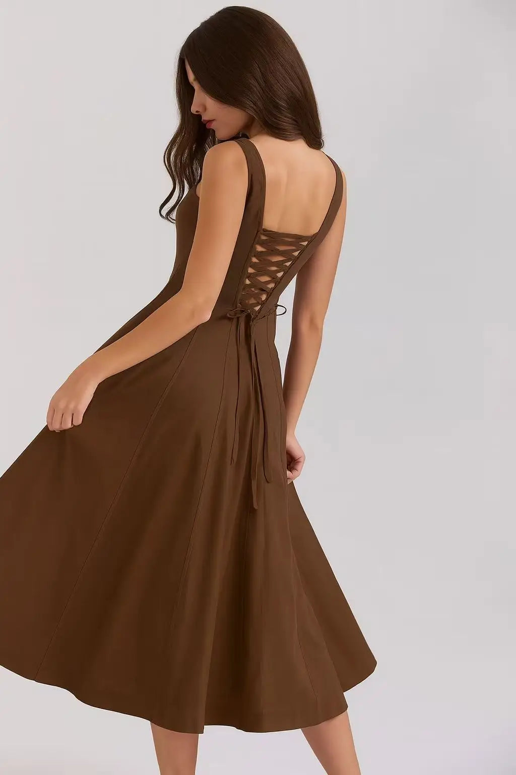 Sexy Floral Midi Corset Sun Dress Women's Sundress High Waist Slip Dresses Female Clothing Summer Red Pink Blue Brown 2026 Robe