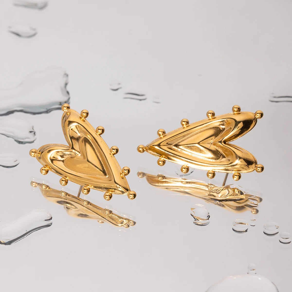 Vintage Geometric Heart Earrings For Women Gold Color Stainless Steel Love Irregular Earring Wedding  Jewelry Gift