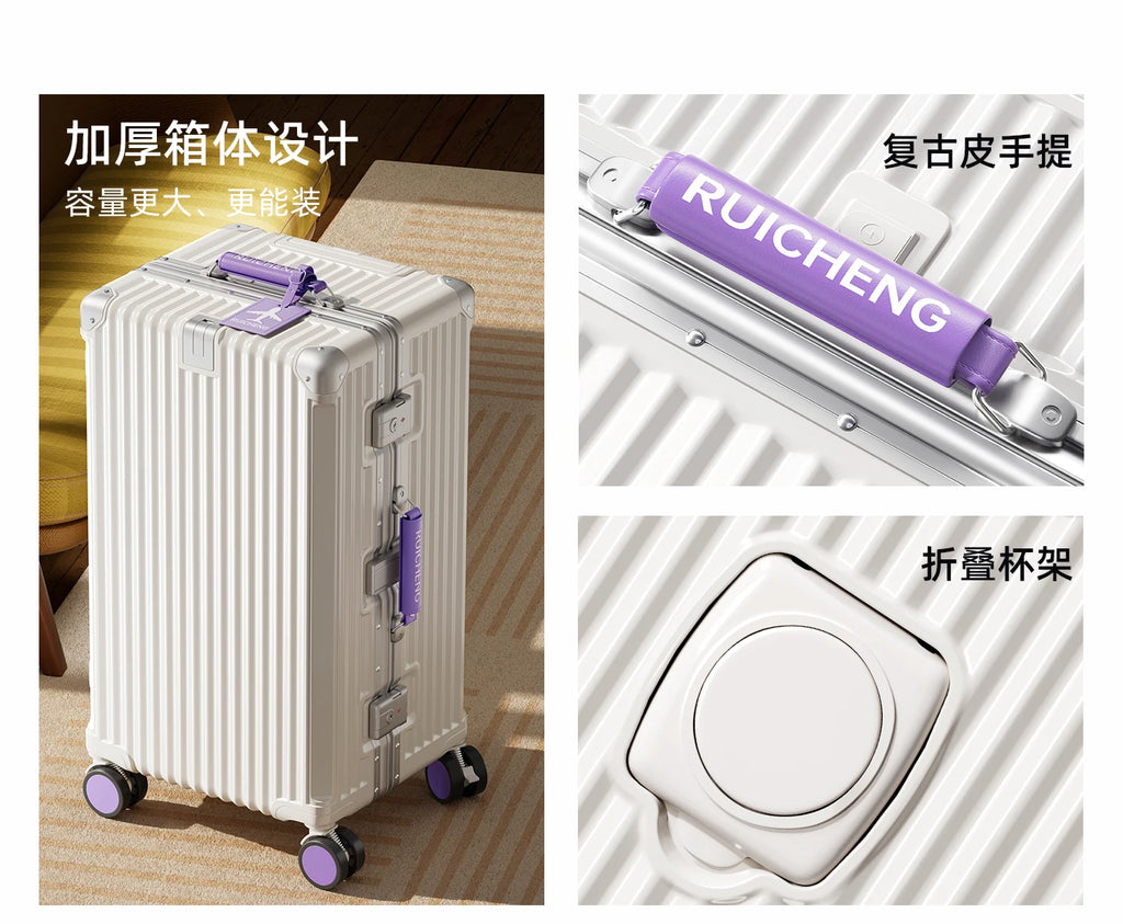 28/30/32 inch Travel Suitcases Large Capacity New Strong and Durable Thickened PC Aluminium Frame Trolley Suitcase 20'' Carrier