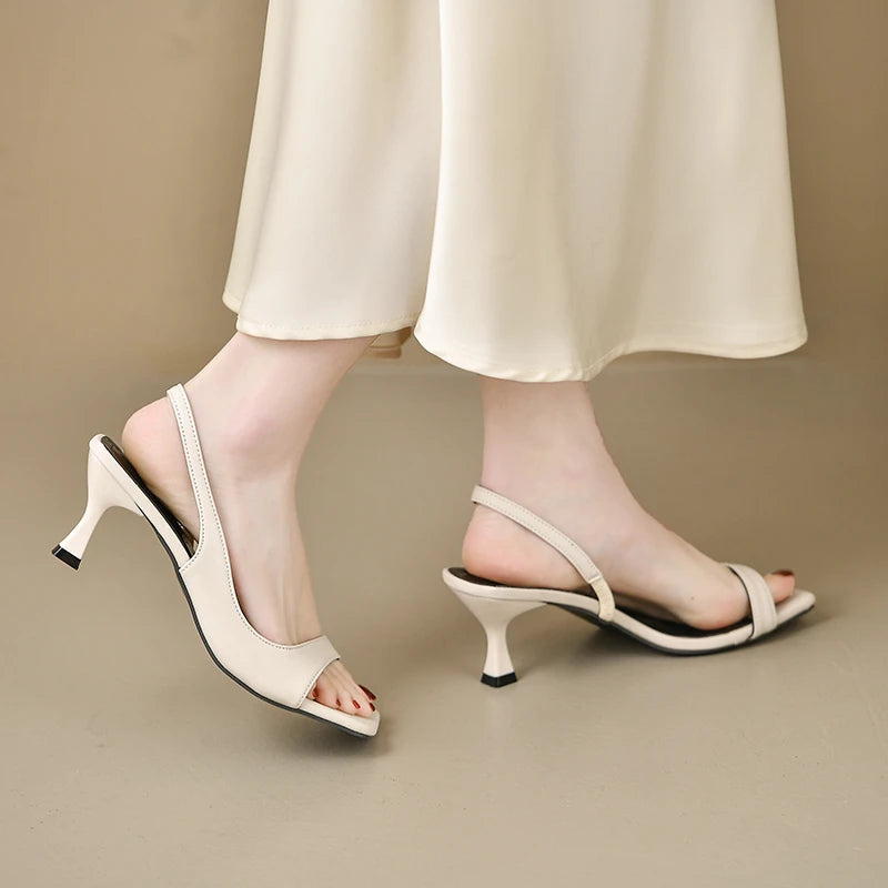 Women's Summer New Fashion Square Toe Simple Solid Color Sandals Outdoor Open Toe Casual Banquet Party Women's Sandals