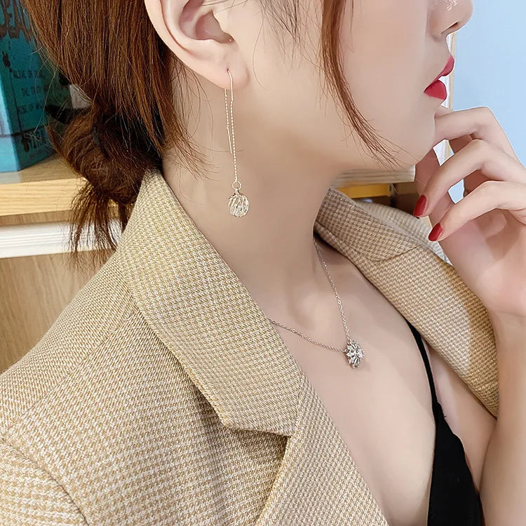 Gold Plating Wave Long Fringe Square Geometric Ear Lines for Women Flowers Butterfly Water Drop Star Temperament Dangle Earrings