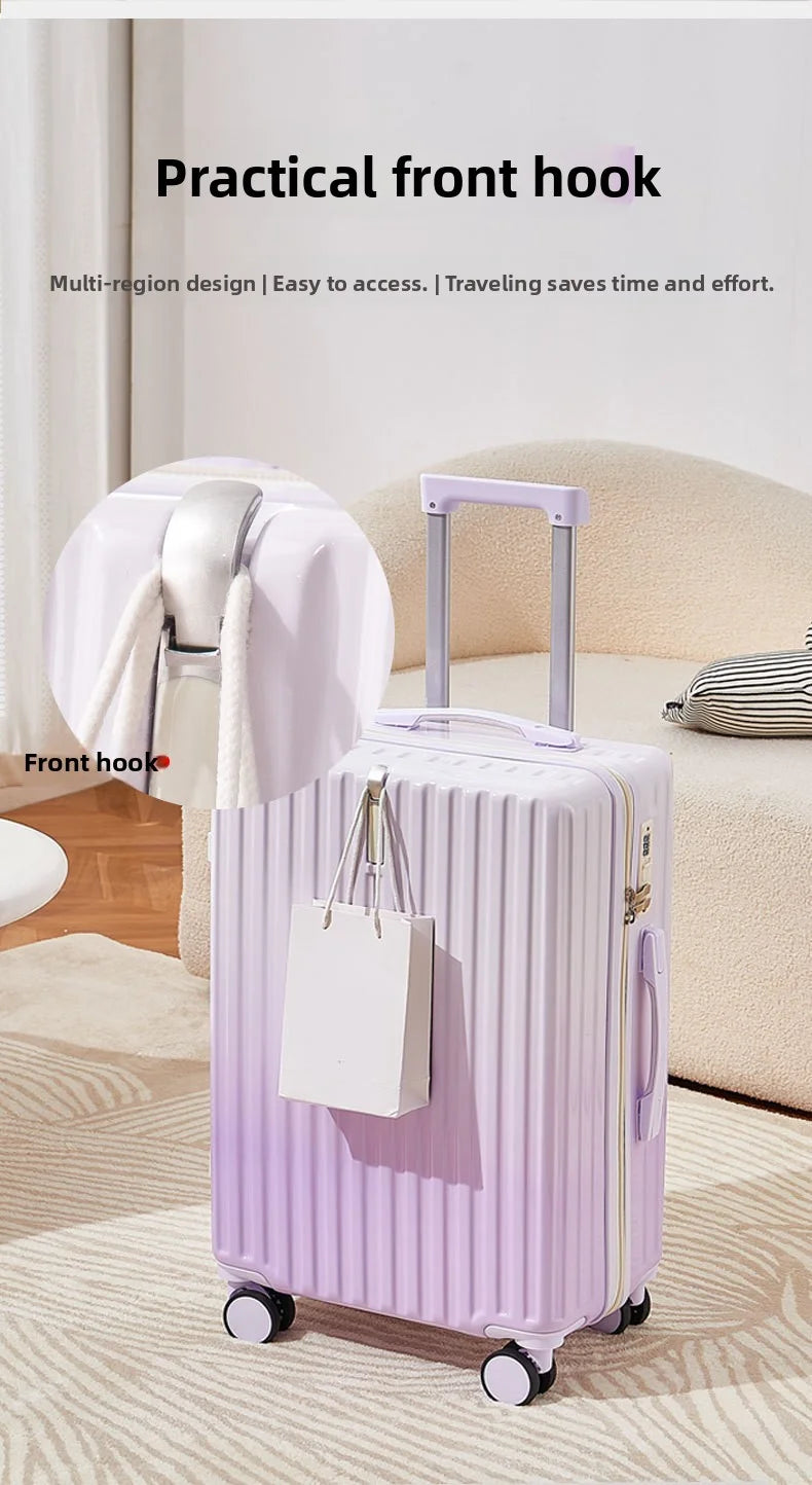20/22/24 Inch Gradient Color Luggage Boarding Trolley Suitcase Safety Combination Lock Front Hook Silent Universal Roller