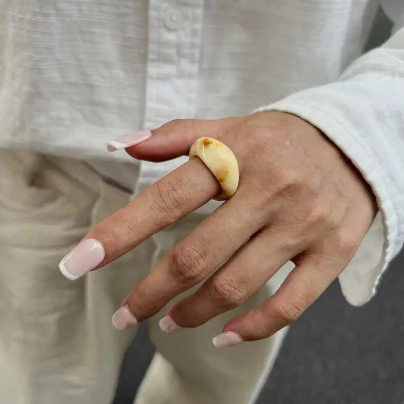 Ins Style Vintage Irregular Transparent Colored Resin Ring New Trend Boho Geometric Finger Rings Aesthetic Jewelry Accessories