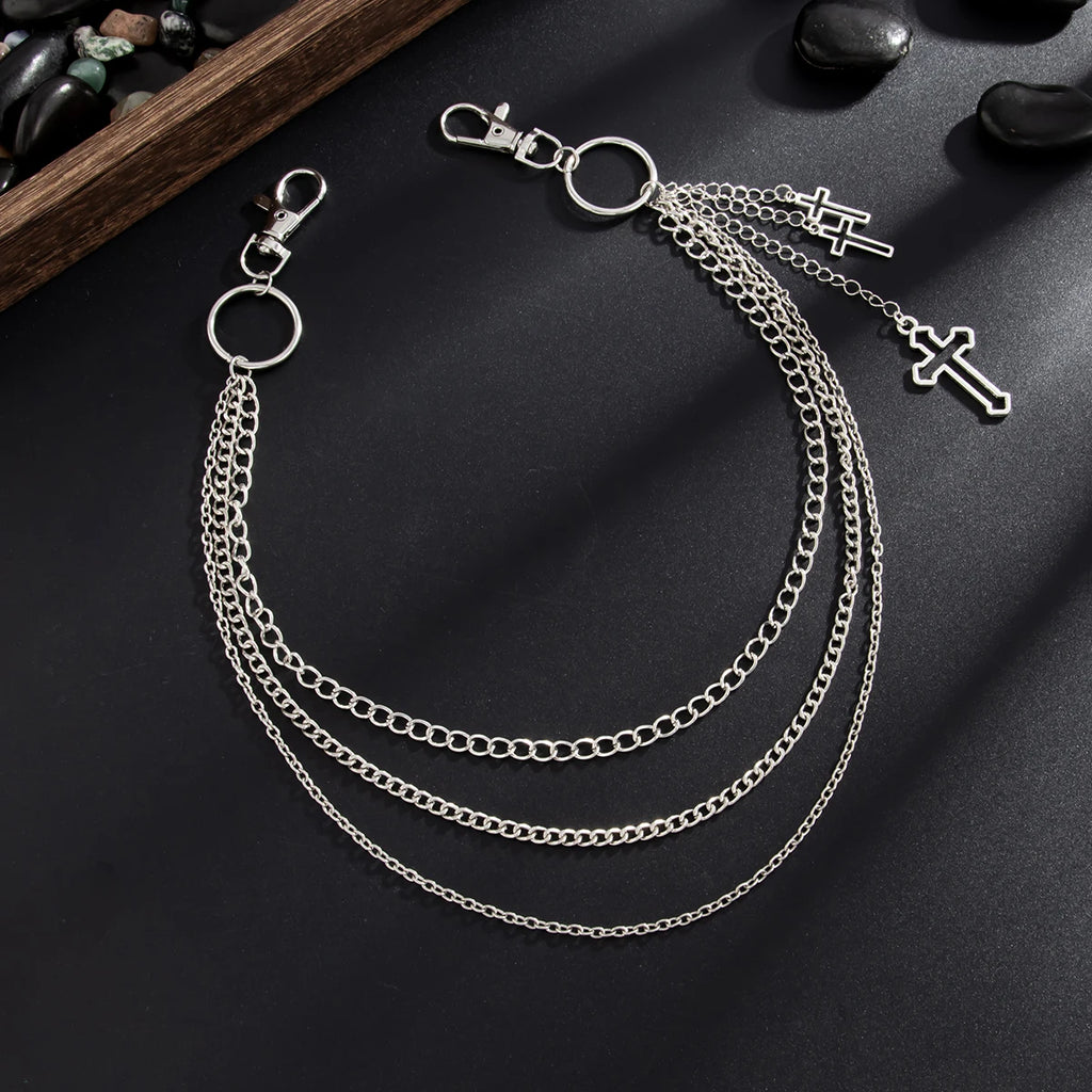 Salircon Punk Multilayer Metal Star Pendant Pant Chain Hip Hop Waist keychain Jeans Chain Women Trendy Jewelry Accessories Gifts