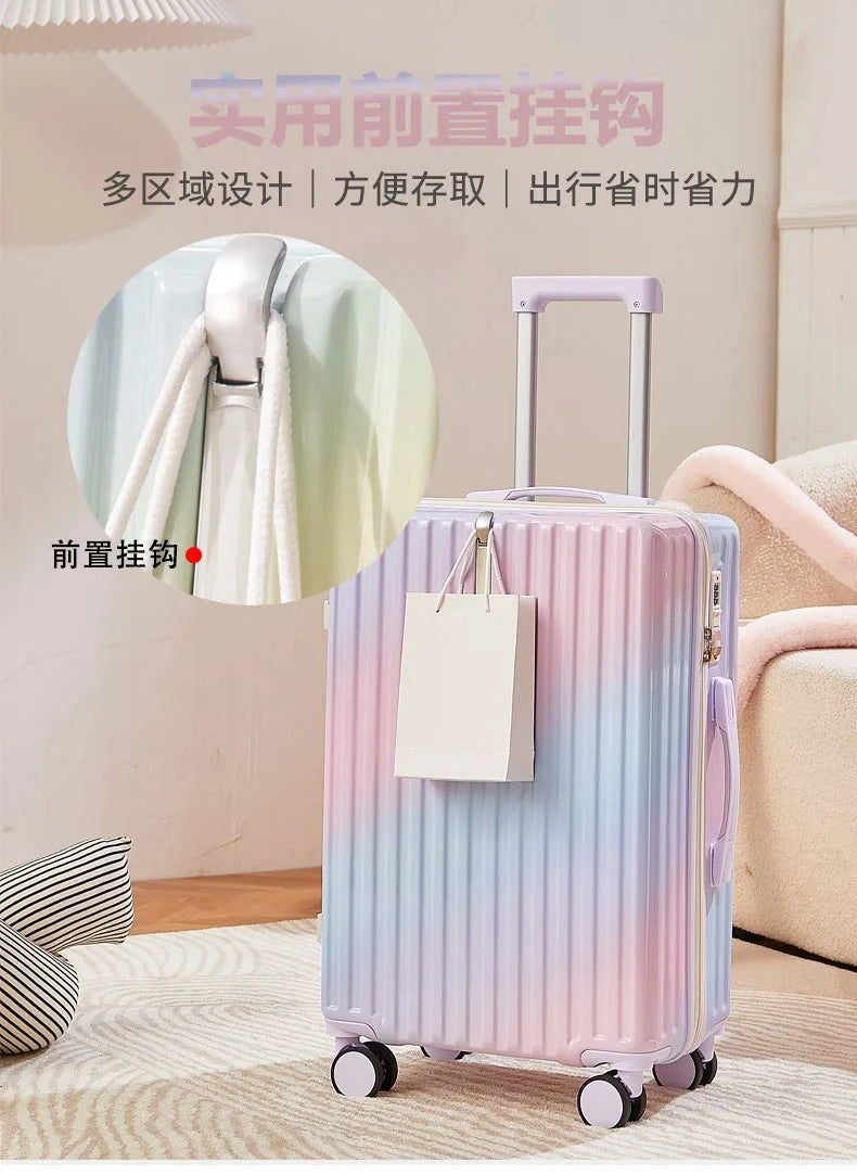 New gradient color luggage fashion goddess multifunctional trolley case mute wheels 24 inch