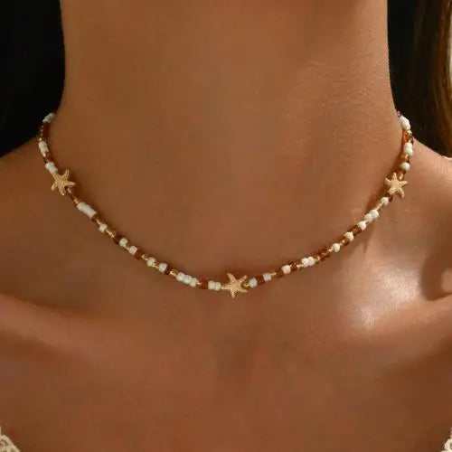 New Beach Style Seashell Necklace Beaded Choker Necklaces for Women Handmade Starfish Pendant Fashion Ocean Украшения Чокер