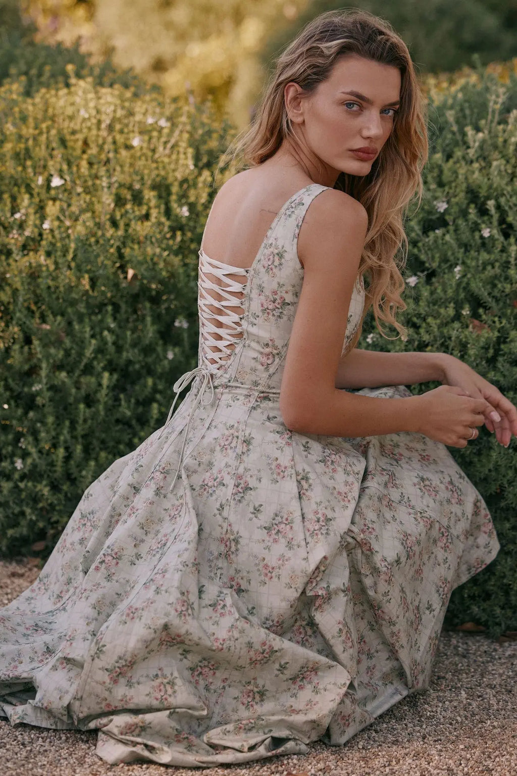 Sexy Floral Midi Corset Sun Dress Women's Sundress High Waist Slip Dresses Female Clothing Summer Red Pink Blue Brown 2026 Robe
