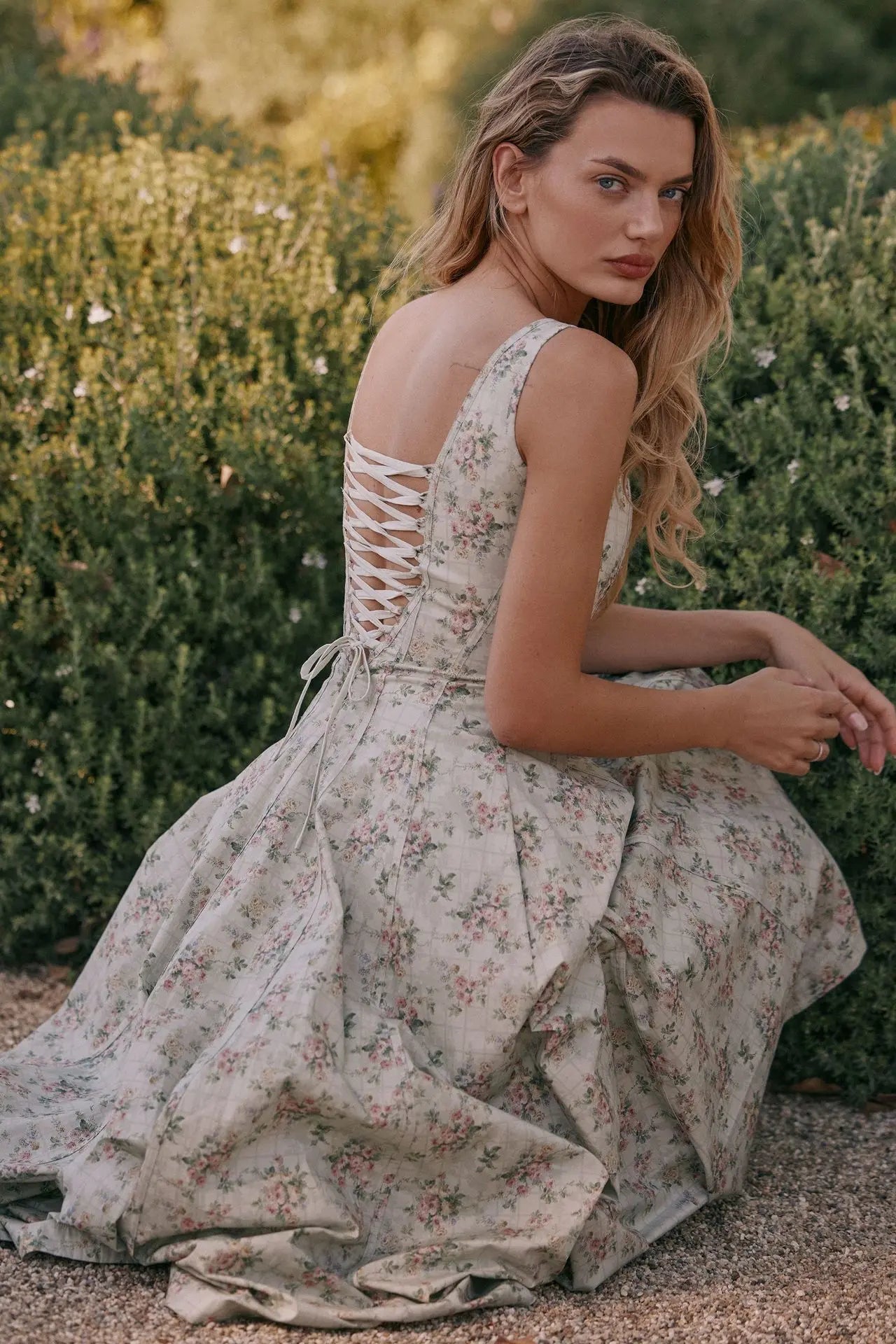 Sexy Floral Midi Corset Sun Dress Women's Sundress High Waist Slip Dresses Female Clothing Summer Red Pink Blue Brown 2026 Robe
