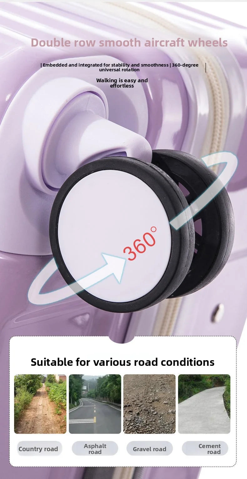 20/22/24 Inch Gradient Color Luggage Boarding Trolley Suitcase Safety Combination Lock Front Hook Silent Universal Roller