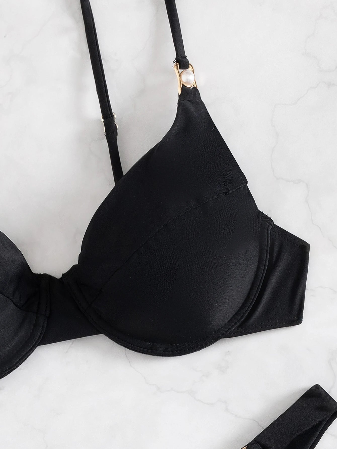 Sexy Pearl Thong Bikini 2025 Women Black Push Up Underwire Micro Swimsuit Brazilian Beach Bathing Suit 2 Piece Swimwear Biquini