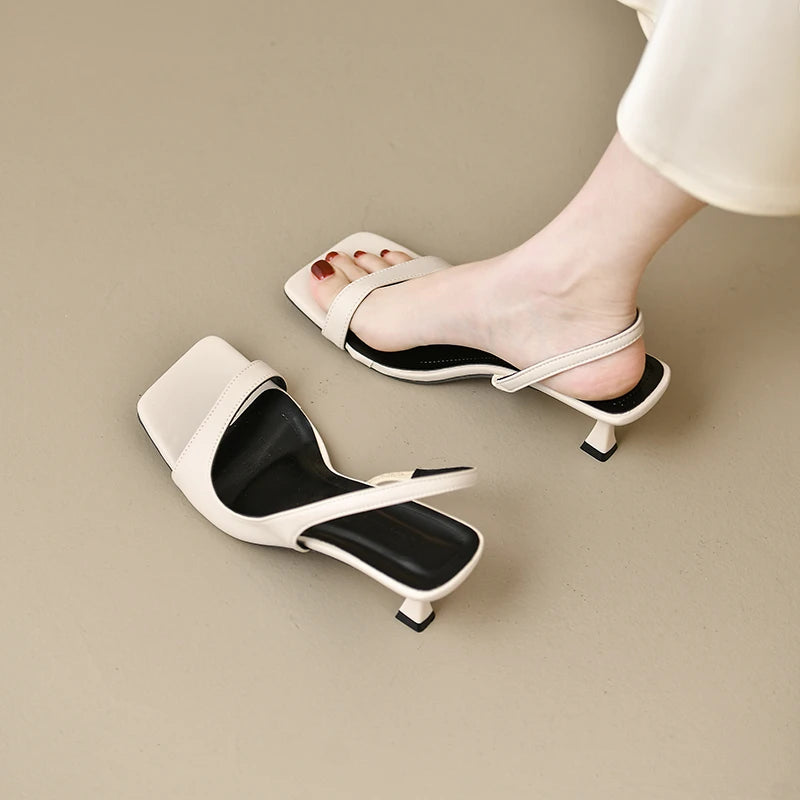 Women's Summer New Fashion Square Toe Simple Solid Color Sandals Outdoor Open Toe Casual Banquet Party Women's Sandals