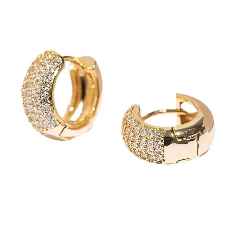 Luxury Zirconia Pave Hoop Earrings Women Men Unisex Huggies Earrings Hip Hop Party Jewelry Bridal Wedding Accessories Gift