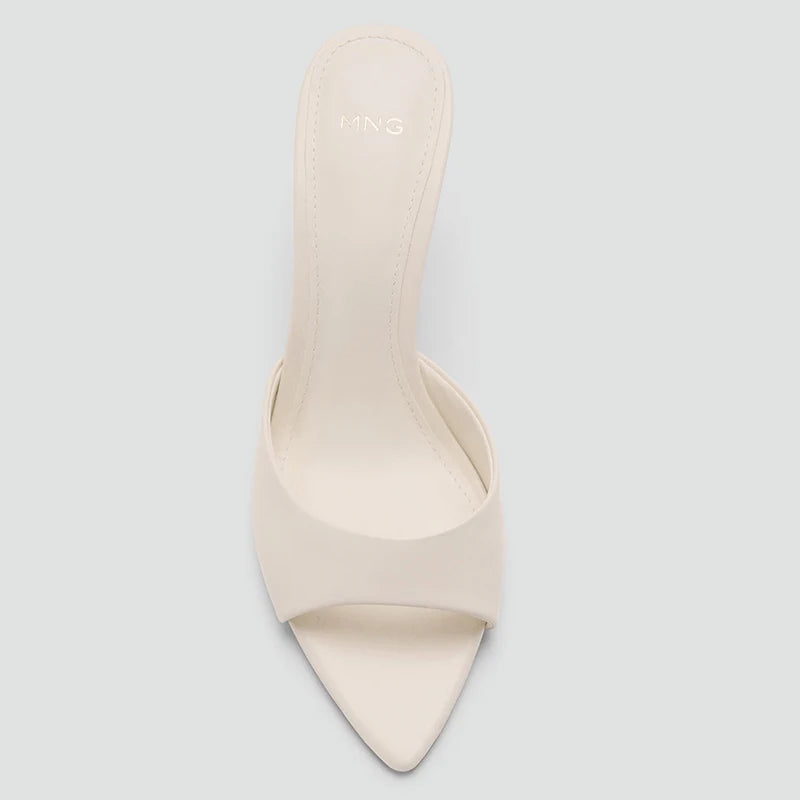 Mango Women's Summer Fashion High Heel Open Toe Sandals Thin Heel Slip-On Slippers Casual Wear Outerwear Simple Style PU Inner