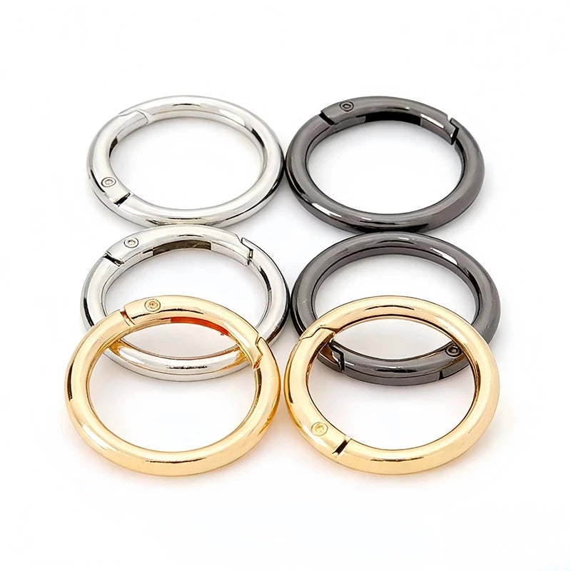 5pcs Spring Clasp Keychain Ring KC Gold Color Openable Round Carabiner Hook Buckle