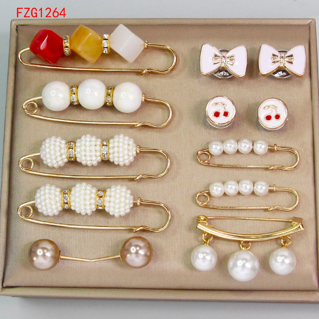 12-piece Set Of Women's Pants To Close The Waist Pin Anti-glare Pearl Buckle Brooch Girls Holiday Jewelry Gifts